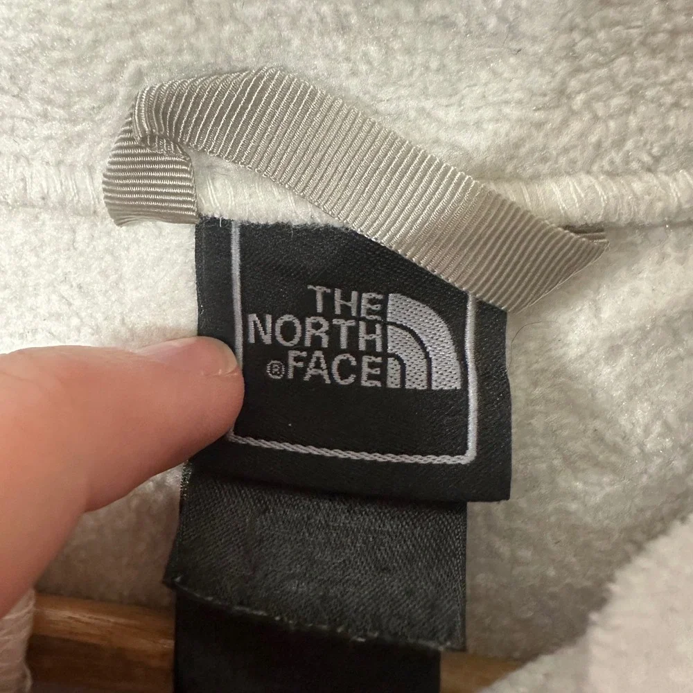 The North Face Girls Grey Cream Denali Full‎ Zip Fleece Jacket Size L 14/16